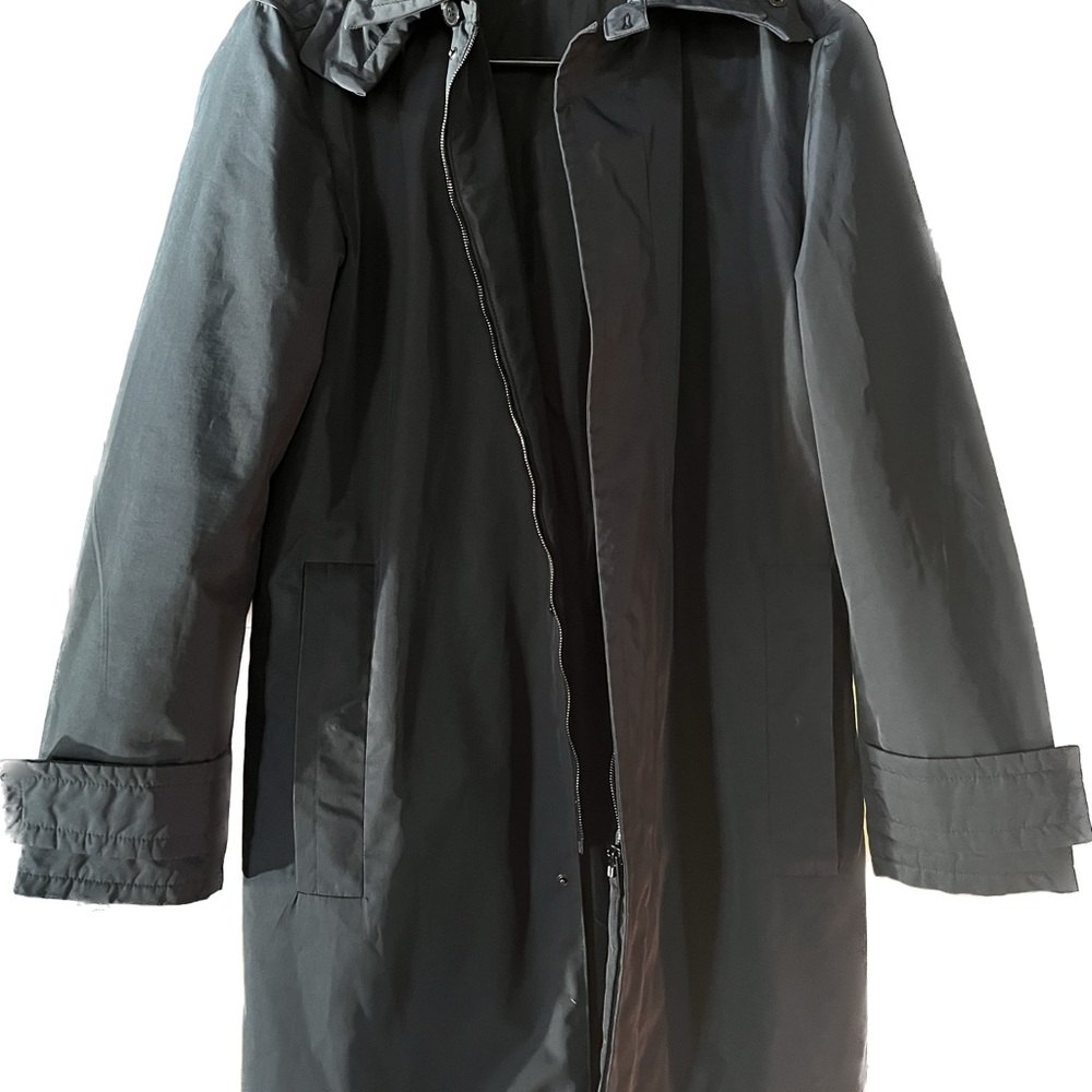 Zegna Sport trench coat, lined, detachable hood, EUC, size Medium